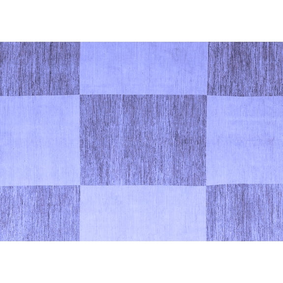 Ahgly Company Indoor Rectangle Checkered Blue Modern Area Rugs, 2' x 3'