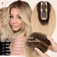 thumbnail image 3 of Benehair Handtied Lace Base Clip In Hairpiece 100% Remy Real Human Hair Topper Hair Piece Wigs For Woman Thin Hair Loss 2"*6" Middle Part Top Piece 15cmx5cm Ombre 12 inch, 3 of 10