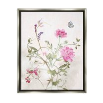 Stupell Industries Vivid Pink Carnation Blooms Graphic Art Luster Gray Floating Framed Canvas Print Wall Art, Design by Nina Blue