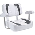 thumbnail image 1 of NORTHCAPTAIN Pontoon Boat Seat Captain Bucket Seat with Armrest,White/Charcoal, 1 of 6