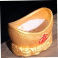 thumbnail image 4 of ROMANSENTIAL 1Pc Decorative Golden Ceramic Flowerpot Ingot Shaped Planter for Home Furnishing, 4 of 5