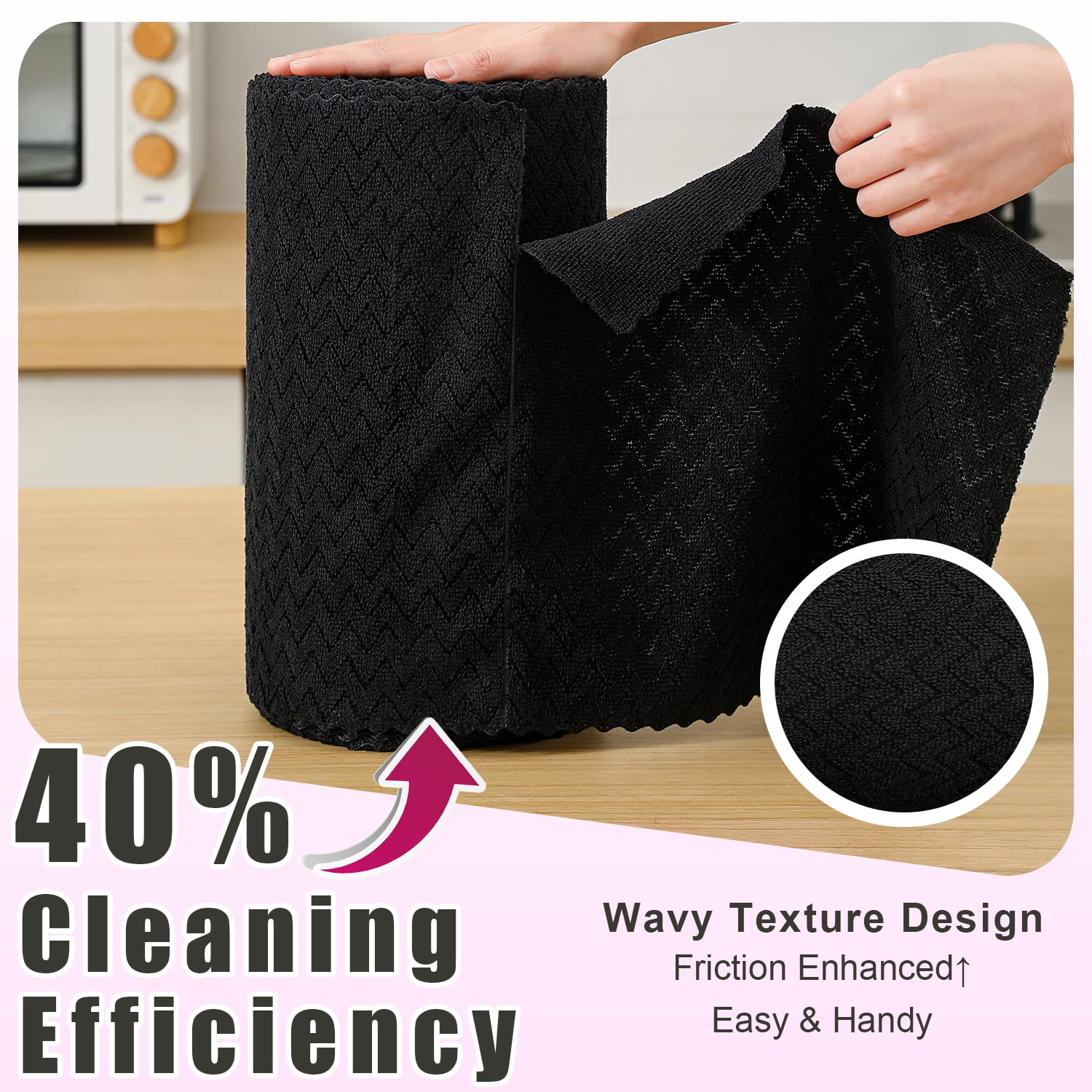 Jessy Home 80 Pack Textured Microfiber Clean Cloth Roll,Tear Away 12"x12" Reusable Paper Towel Lint Free Rags & Durable Dish Cloth, Absorbent Shop Towels for Kitchen,Car,Window