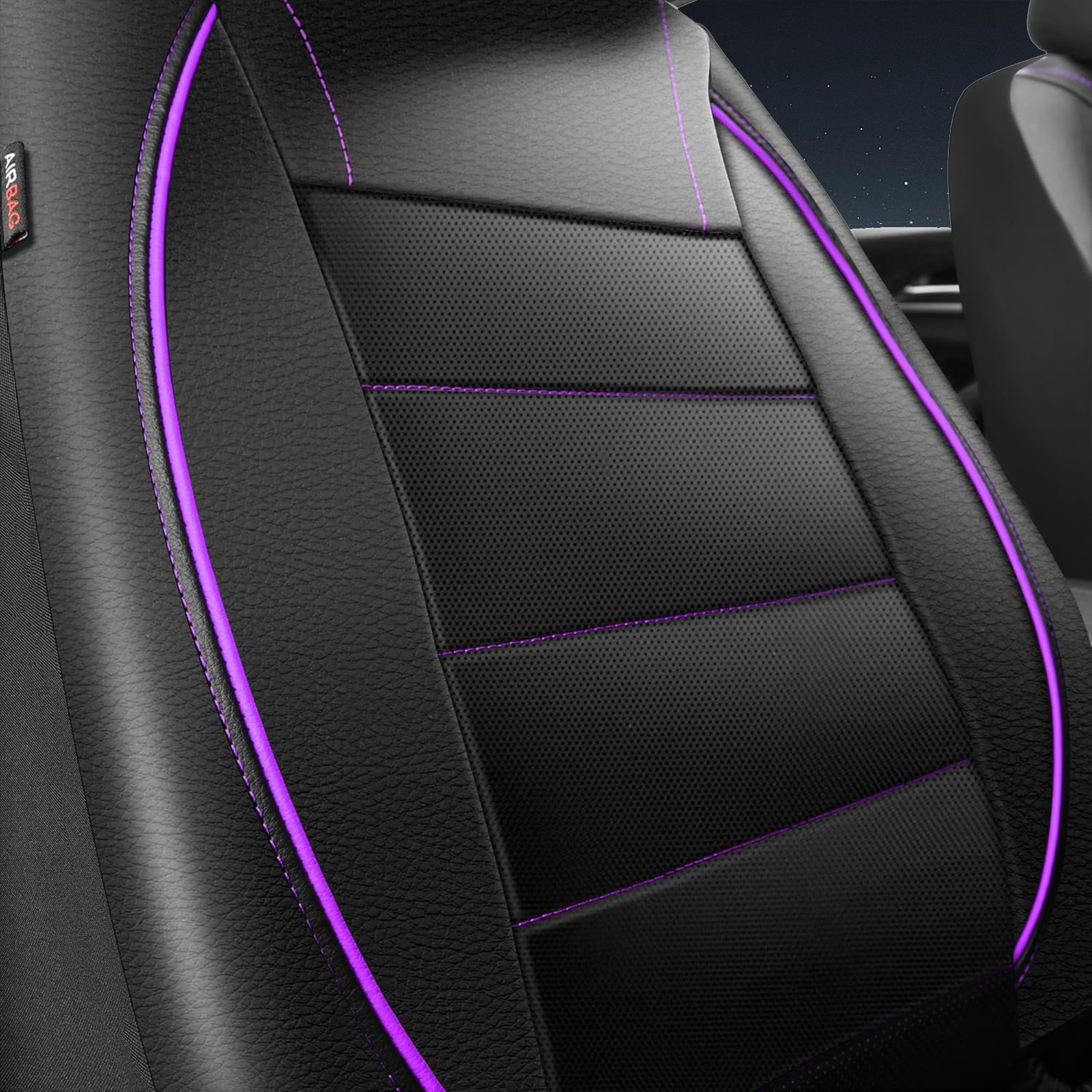 CAR GRAND Faux Leather car seat covers front pair breathable universal fit airbag compatible car, SUV, truck and van Purple