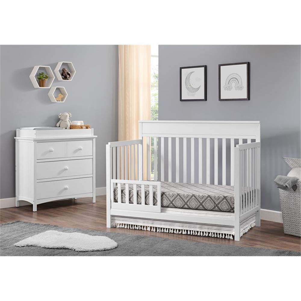 Oxford Baby Castle Hill 4-in-1 Convertible Crib, Barn White, GREENGUARD Gold Certified, Wooden Crib