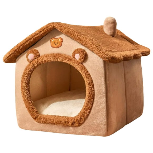 Mom's Best Casa para perros y gatos de interior y exterior, cama para dormir gruesa y cálida de felpa para perros pequeños.