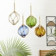 thumbnail image 2 of 9"W, 17"H Multi Colored Glass Buoy Sculpture with Rope Accents, by DecMode (4 Count), 2 of 8
