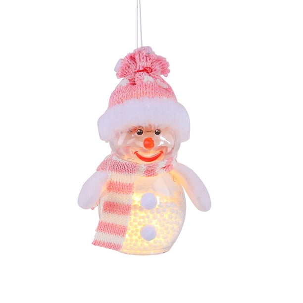 Christmas Luminous Snowman Ornament With Lights Transparent Luminous Jar Snowman Figurine Christmas Tree Ornament
