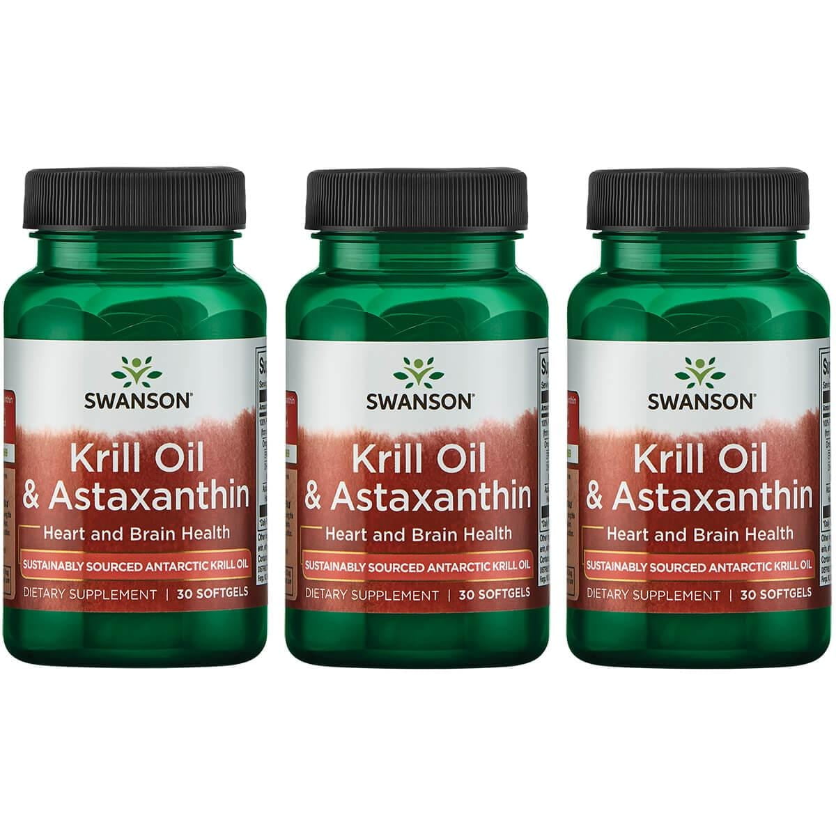 Swanson Krill Oil & Astaxanthin 30 Sgels 3 Pack