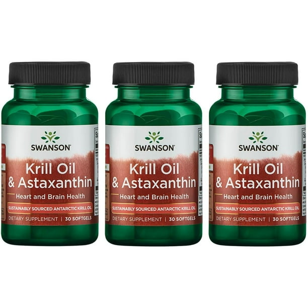 Swanson Krill Oil & Astaxanthin 30 Sgels 3 Pack