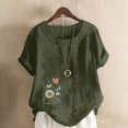 thumbnail image 2 of Túnica de Manga Corta Tops para las Mujeres Océano Pescado Impreso Blusa, Ropa Casual Ver Botón Arriba Camiseta, 2 of 7