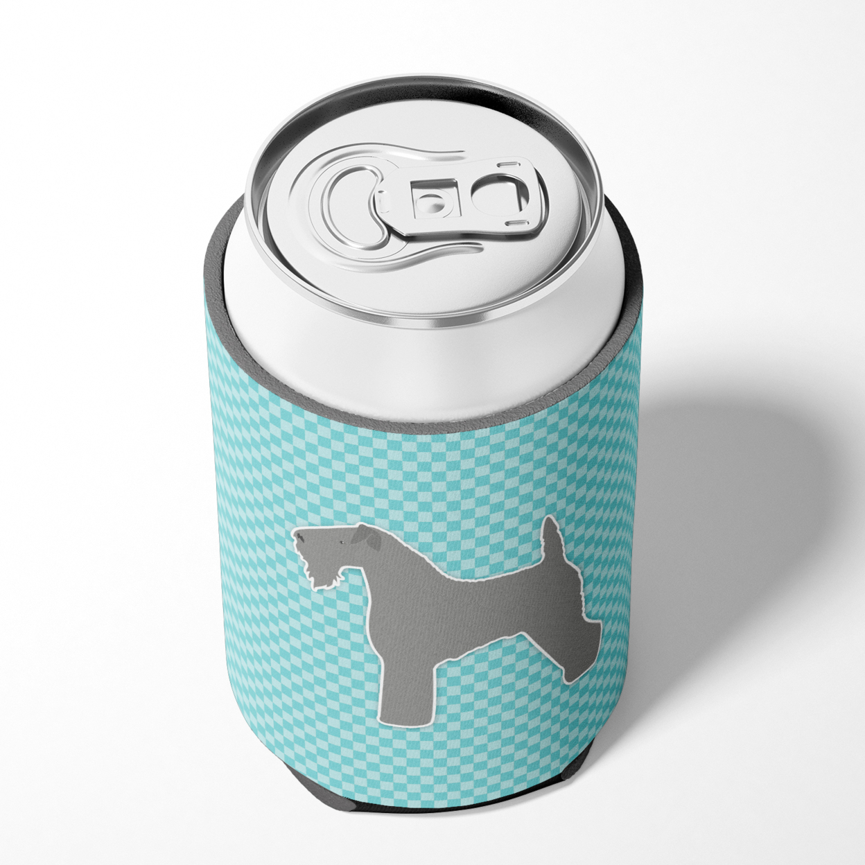 Caroline's Treasures BB3692CC Kerry Blue Terrier  Checkerboard Blue Can or Bottle Hugger, Can Hugger, multicolor