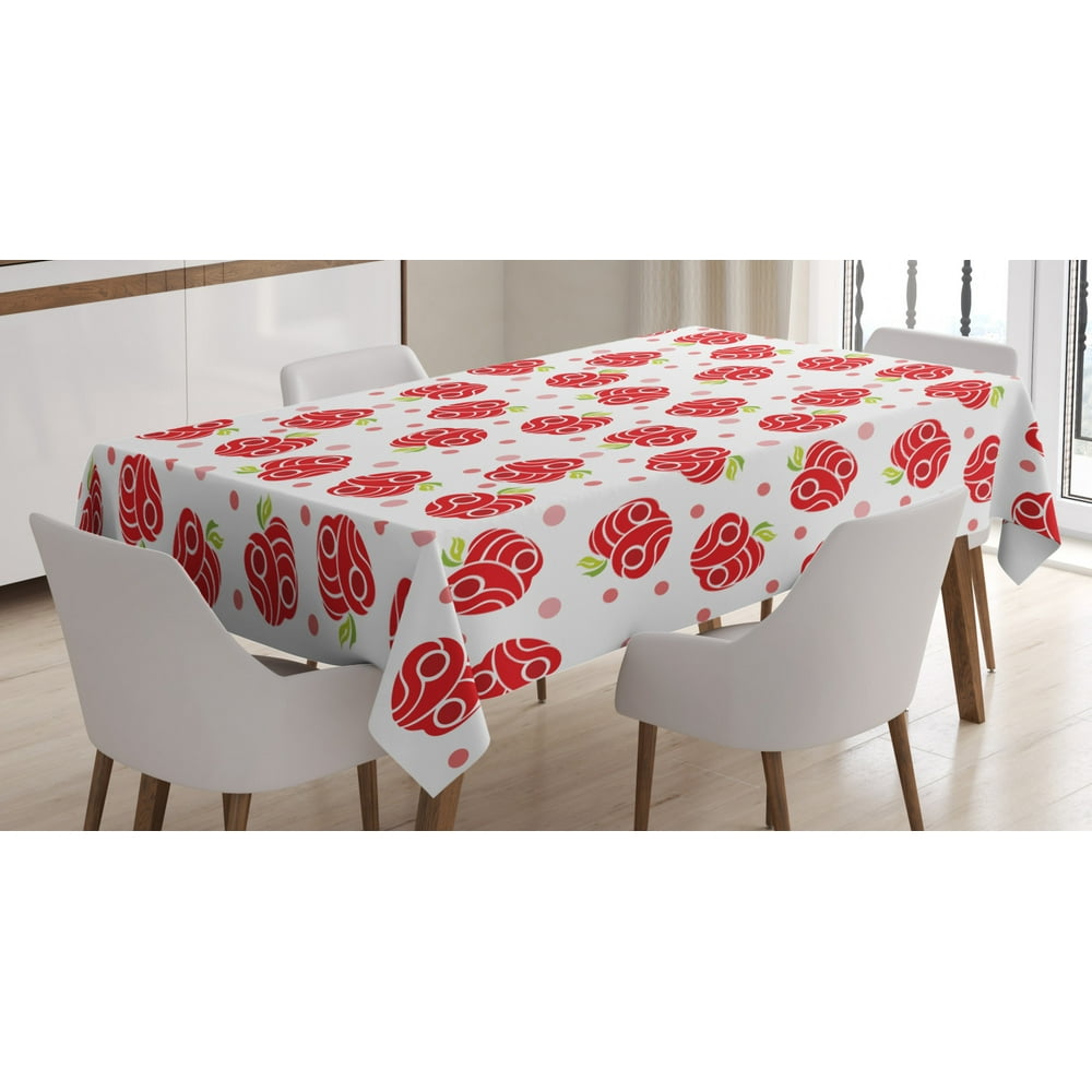 Apple Tablecloth, Geometric Shapes Patterned Apples Curves and Circles