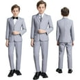thumbnail image 3 of Lycody Boys Formal Suits Slim Fit 5 Piece Kids Suit Jacket Pants Set with Dress Shirt and Tie for Wedding Prom, 3 of 6
