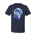 thumbnail image 2 of Wolf Howling at the Moon | Mens Animal Lover Graphic T-Shirt, Navy, Small, 2 of 3