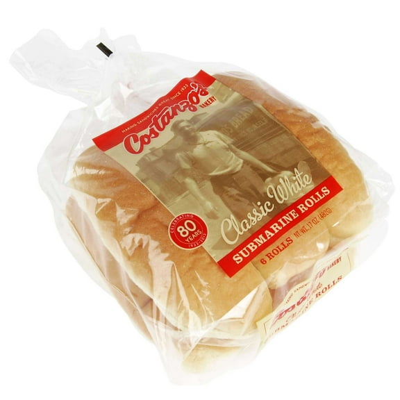Costanzos Bakery White Submarine Roll, 87 Gram -- 72 per case.