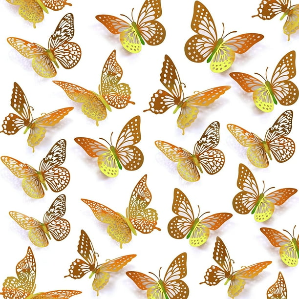 SAOROPEB Decoración de pared de mariposas 3D, 48 piezas, 4 estilos, 3 tamaños, decoraciones de cumpleaños de mariposas, decoraciones de fiesta de mariposas, decoraciones para pasteles, pegatinas extra