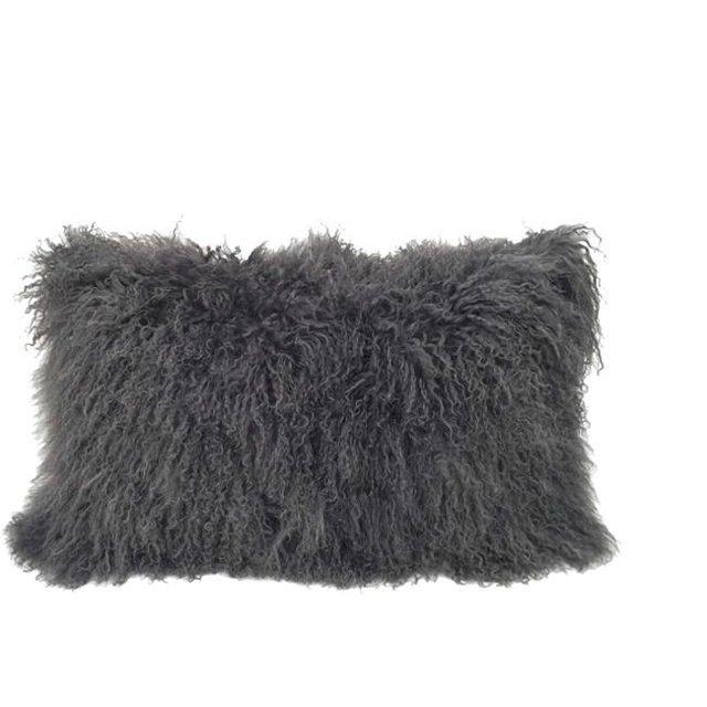 HomeRoots 334364 Charcoal Tibetan Lamb Pillow