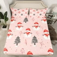 thumbnail image 2 of Manfei Cute Snowman Queen Sheet Sets 4-Piece for Kids Girls, Pink Christmas Flat Sheet, Xmas Themed Queen Fitted Sheet, Lightweight Room Decor, 2 of 7