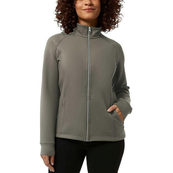32 Degrees Women's Active Full Zip Mid-Weight Jacket, Gray XL