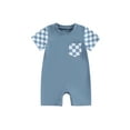 thumbnail image 2 of Musuos Newborn Baby Summer Romper 3M 6M 12M 18M Plaid Print Patchwork Short Sleeve Jumpsuit for Boy Girls Cute Clothes, 2 of 9