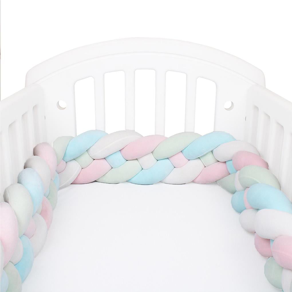 Pink Color Full Bubble Nursery Crib Liner Protector Pad 4 PCs Set Pink Donuts Baby Girl Safety Guard Pad 