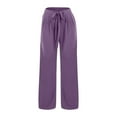 thumbnail image 6 of Olyvenn Women Wide Leg Palazzo Pants Summer High Waist Flowy Casual Trousers Loose Lounge Beach Travel Vacation Clothes Purple S, 6 of 6