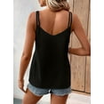 thumbnail image 4 of Women Silk Satin Tank Tops V Neck Casual Spaghetti Strap Back Sleeveless Basic Shirt Black S, 4 of 7