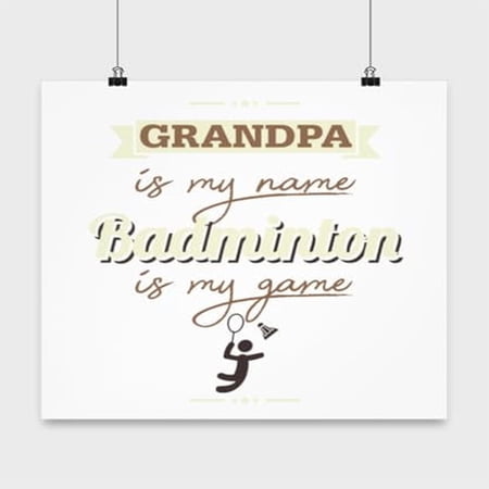 Badminton Poster – White – Wall Decor for Grandfather Gift