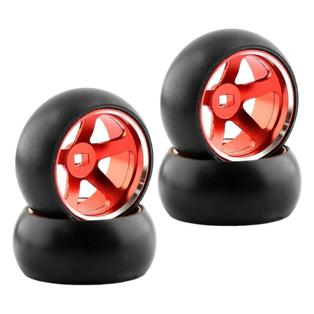 4 llantas de goma para rueda RC, buje y neumáticos para Wltoys K969 K989 Rojo