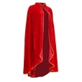 thumbnail image 2 of Women's Vintage Medieval Cloak Stand Collar Velvet Gold Trim Renaissance Cape for Adult, 2 of 7