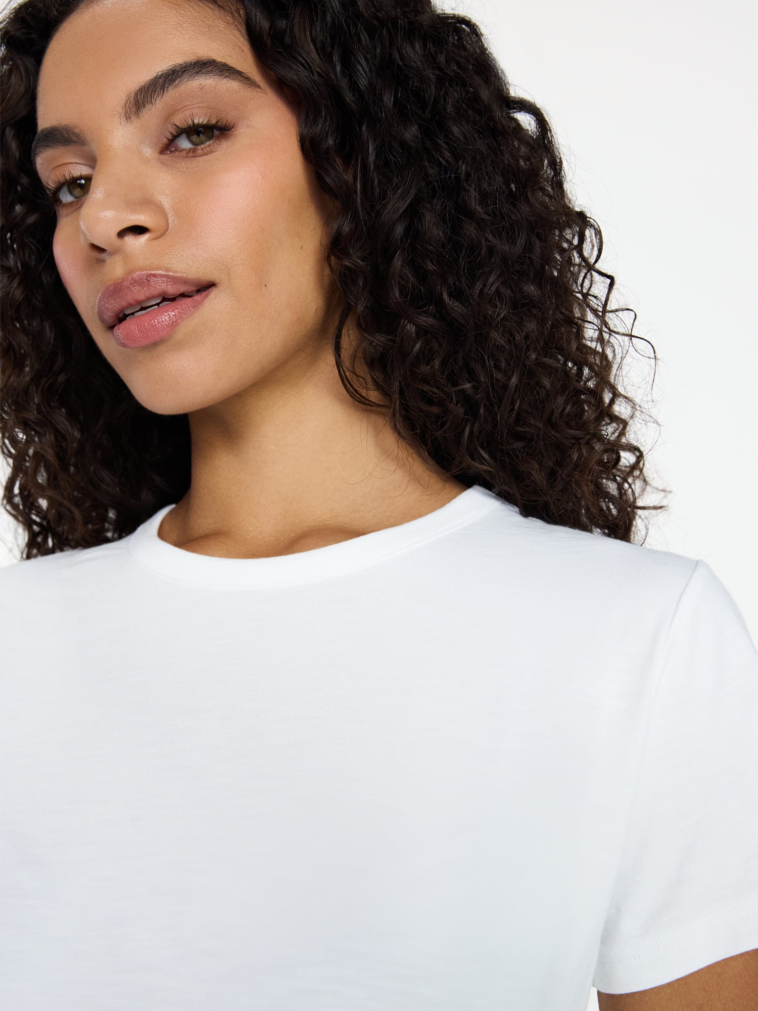 Time and Tru Women's Slub Crewneck Tee with Short Sleeves, Sizes 1X-4X