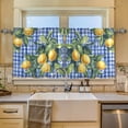 thumbnail image 2 of Yayeee Kitchen Curtains Tier Set of 2 Light Filtering 57"x24" Over Sink Window Panels, Green Lemon Plaid, 2 of 7