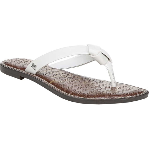 Women's Sam Edelman Giles Flat Thong Sandal Bright White Nappa Leather 6 M