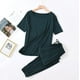 thumbnail image 2 of Conjunto de Pijamas de algodón Modal para mujer, ropa de dormir holgada, pantalón corto informal, pantalones de manga, ropa para el hogar, primavera y verano, 2 of 4