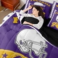 thumbnail image 4 of Castle Fairy Sport Rugby Football Bedding Comforter Set 7 Pieces for Female Men Adults,Ball Gamer Full Bedding Set Lightweight,Purple Yellow Fitted Sheet Flat Sheet,Ultra Soft Home Decor,Reversible, 4 of 8