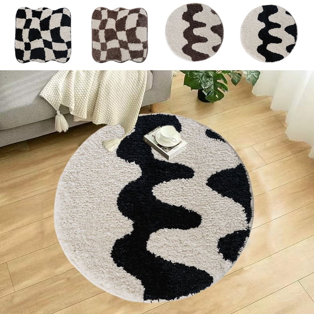 Fiudx Alfombra Decorativa de Poliéster, con Un Elegante Diseño de Cojín, Súper Absorbente y de Secado Rápido, con Base de Goma Antideslizante, Ideal para Suelos Mojados, Ideal para Fiestas En Casa, C