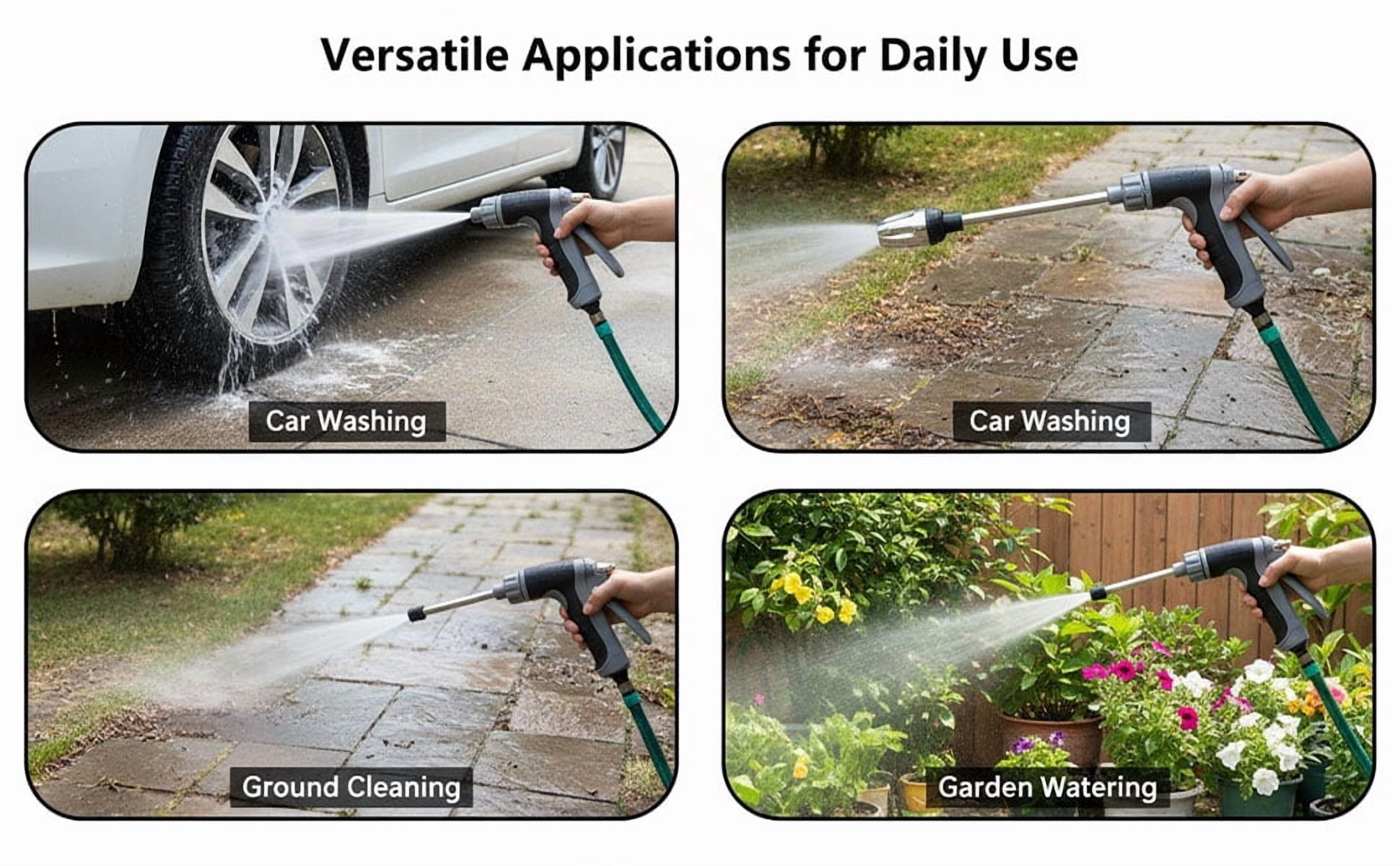 Pressure Washer, 360° Rotating Nozzle with 3 Spray Modes, High-Pressure Cleaner, Compatible with 1/2" Garden Hose, Effortless Dirt & Stain Remover for Patio, Car & Garden Cleaning (1 PC)