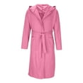 thumbnail image 6 of Meichang Hooded Robe for Women with Belt Pockets Long Sleeve Kimono Robes Cozy Knee Length Bathrobe Homewear, 6 of 8