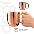 thumbnail image 3 of Oggi Set of 2 Hammered Stainless Steel Moscow Mule Mugs- 18oz Copper Plated Moscow Mule Cups w/EZ-Grip Handle, Cocktail Cart & Home Bar Accessories, Great Kitchen Gifts 18 oz Hammered (Set of 2), 3 of 9