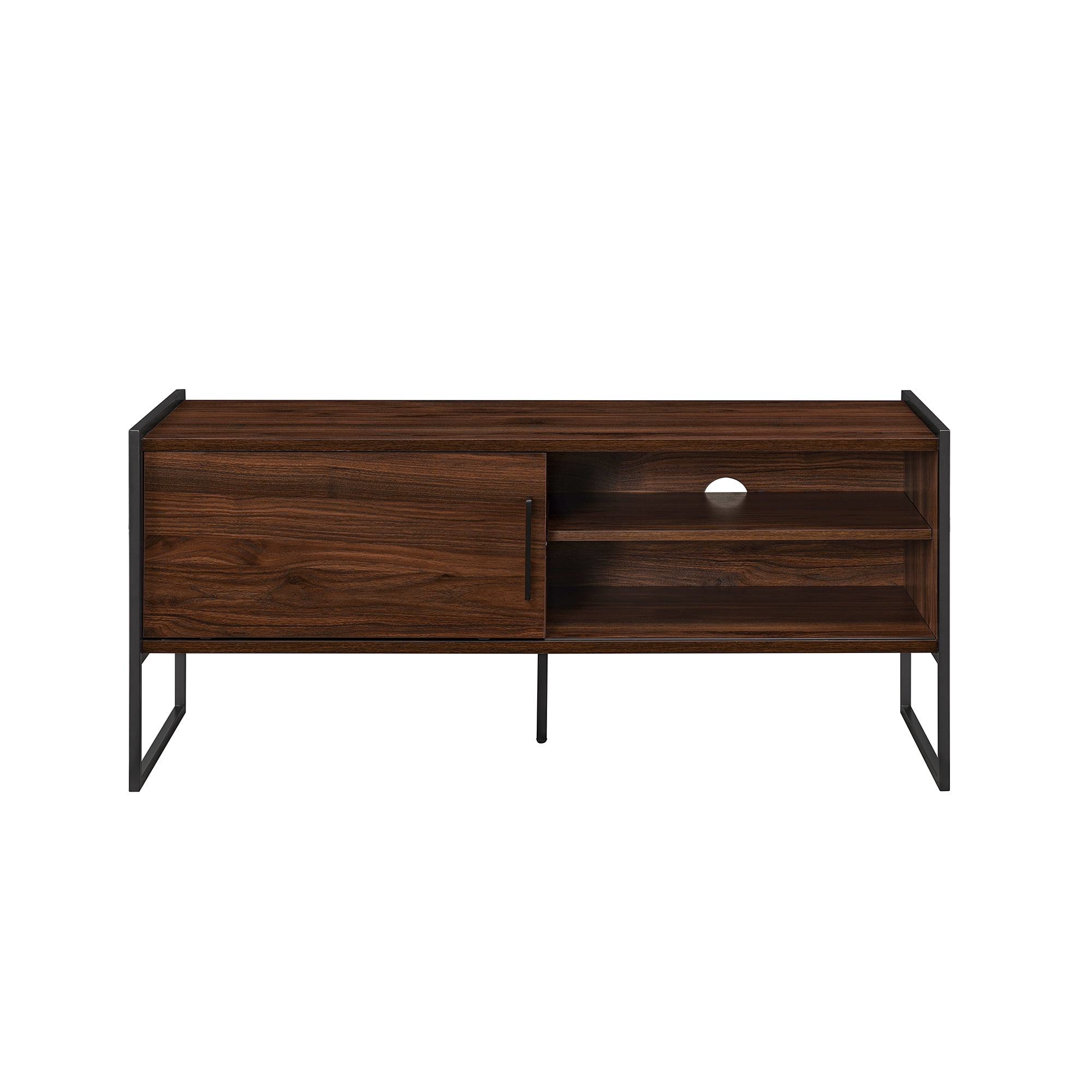 Walker Edison 48” Contemporary Sliding Door TV Stand for TVs up to 50”, Dark Walnut