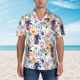 thumbnail image 2 of Fotbe Lilies Flowers Hawaiian Shirt for Men Unisex Summer Beach Casual Short Sleeve Cotton Linen Button Down Shirts-Small, 2 of 5