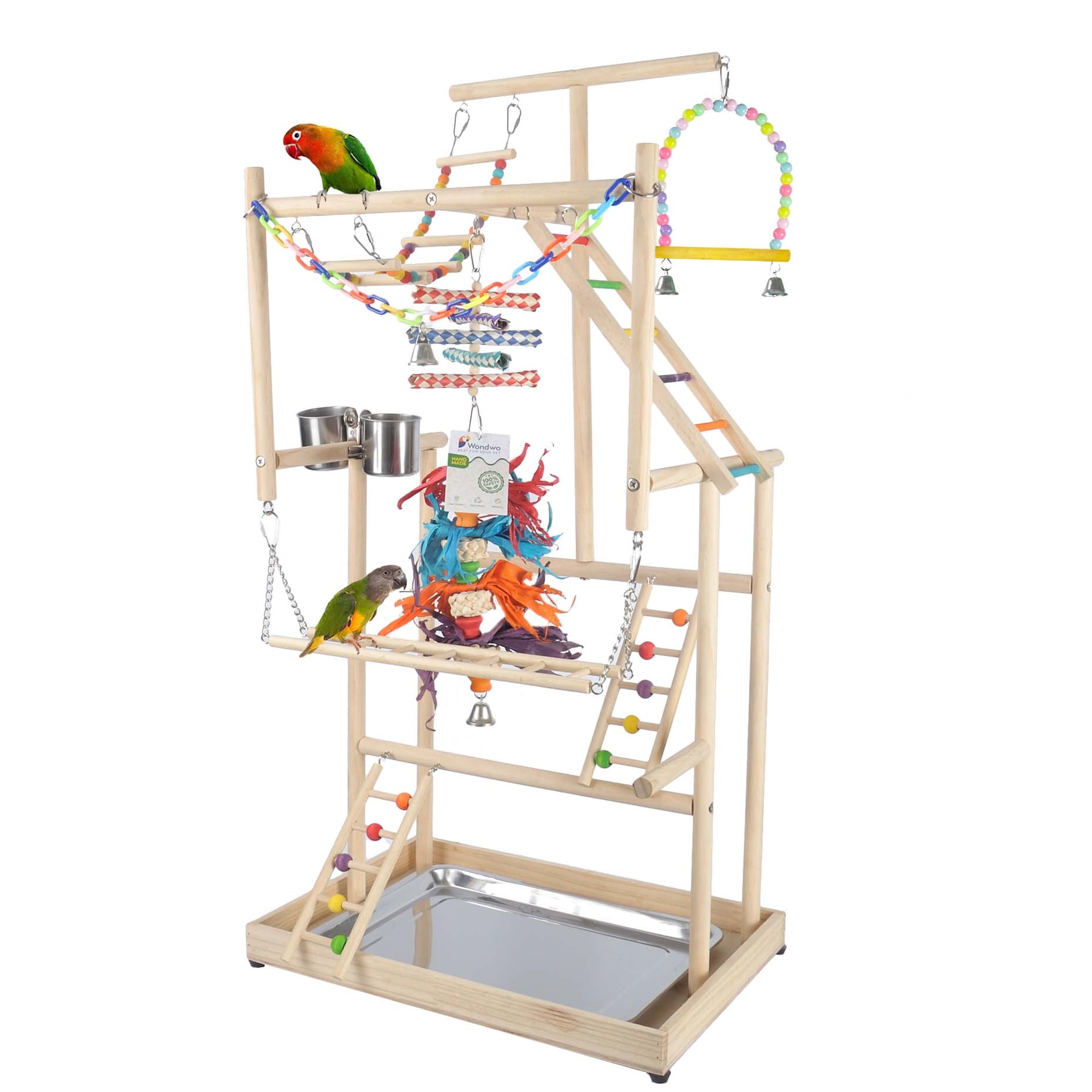 Parrot Playground Large 4 Layers - Small Bird Playground Parakeet Bird Play Stand Bird Gym Parrot playpen Play Parrot Playstand Parrot tree for Cockatiel Lovebirds Conure Cockatoos Finch Budgies