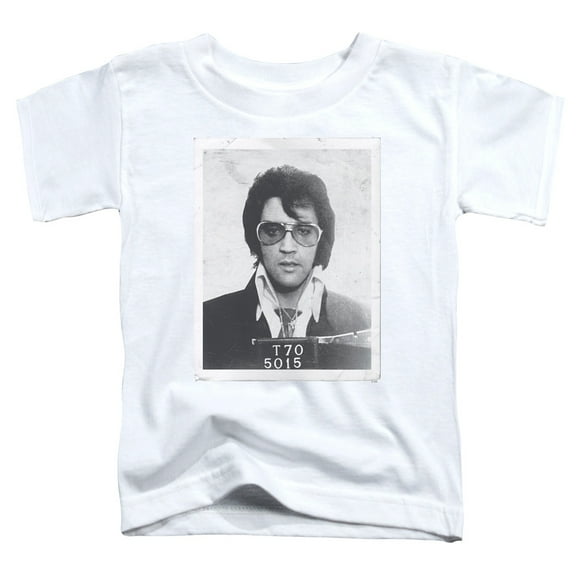 Trevco ELV778-TT-1 Elvis Presley & Framed Short Sleeve Toddler T-Shirt, White - Small - 2T