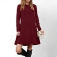 thumbnail image 2 of Long Sleeve Dress for Women Crew Neck Empire Waist Tunic Dress with Pockets, 2 of 9