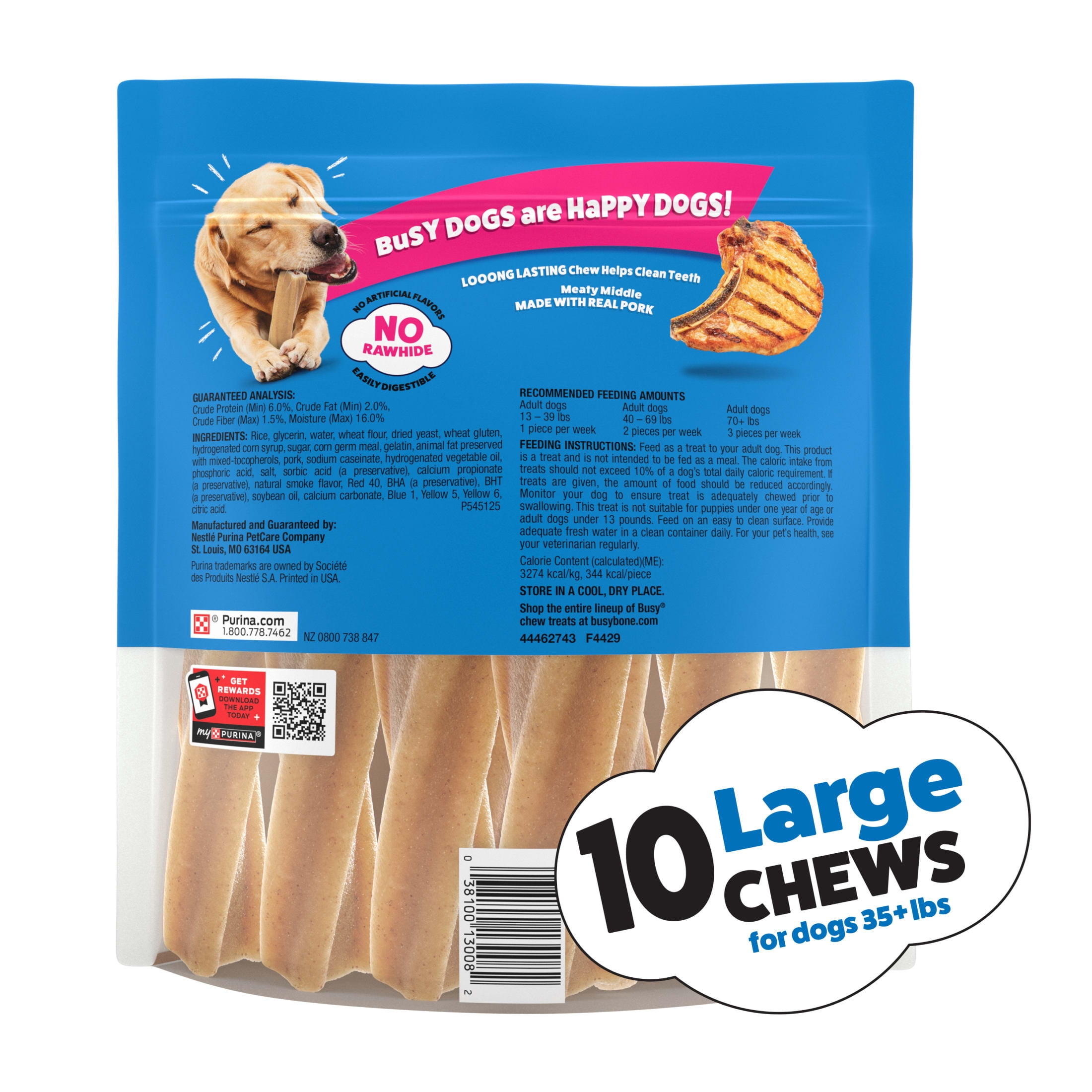 (3 pack) Purina Busy Bone Original Chew Large Dog Chew Treats, 35 oz.