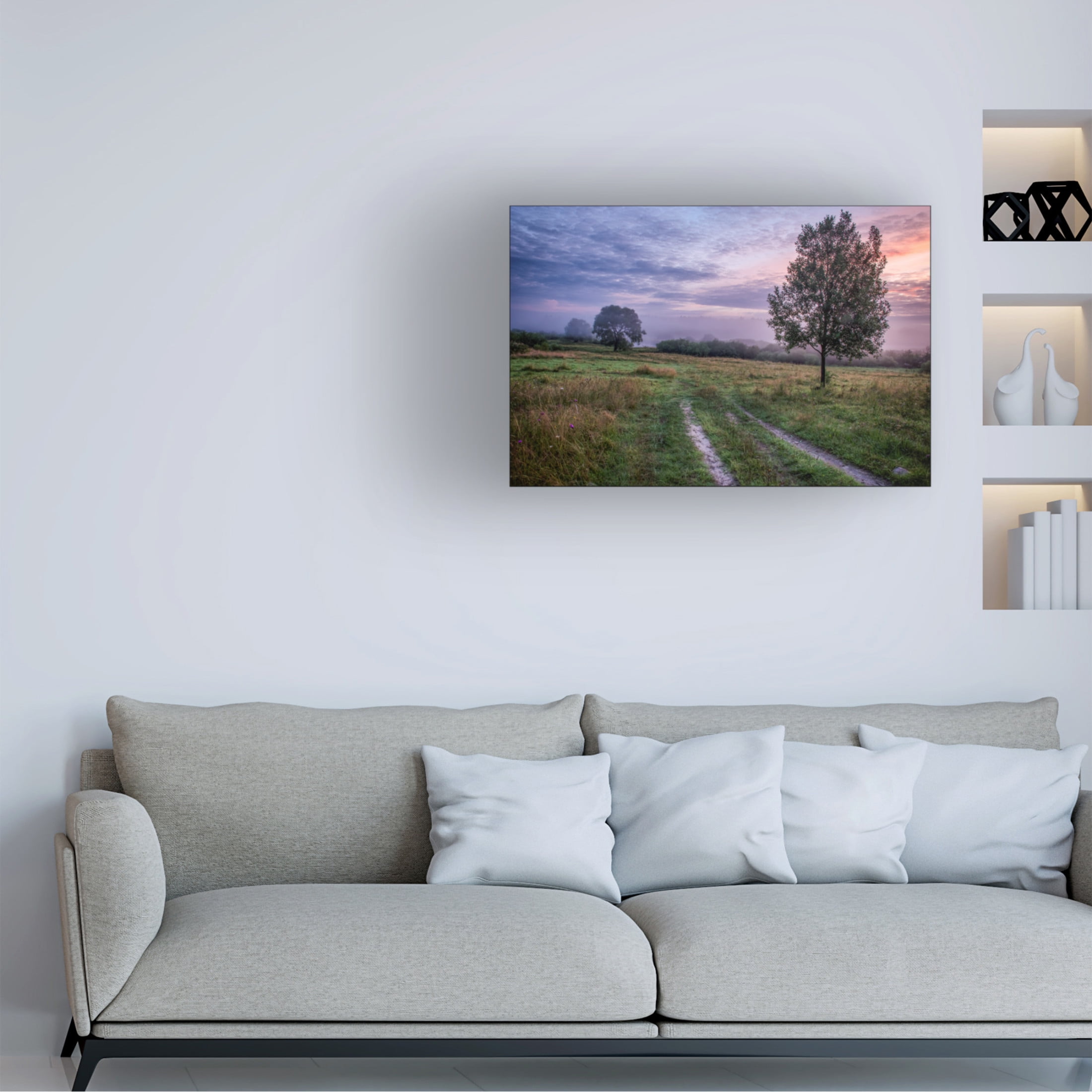 Canvas Wall Art - Yury A Melnikov 'Northern Mowing At Dawn 2' Wall Art for Living Room, Bedroom, or Office Décor by Trademark Fine Art - 47 x 30 Inches