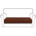 thumbnail image 1 of Cream Stretch Cushion Cover for L Shape Chaise Lounge Sofa Separate Cushion Couch Chaise Cover for Both Left/Right Sectional Couch ( Seater + Chaise), 1 of 7