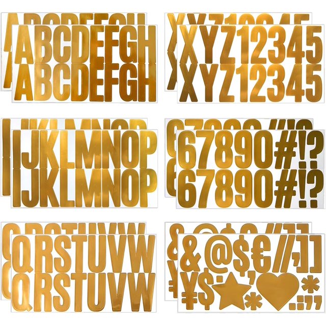 2.5 Inch Mailbox Numbers and Letters Stickers 12 Sheets Self Adhesive Stickers Vinyl Letters Numbers Kit Mailbox Signs for Home Business Apartment Address Window Door Car Truck(Gold)
