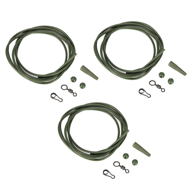 S SERENABLE 3 Sets Silicone 1m Fishing Rig Tubing Carp Fishing Pre Rigged Helicopter Chod Green