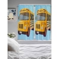 thumbnail image 3 of School Bus Bathroom Window Curtain, Cartoon Funny Yellow Transportation Truck Blue Light Filtering Coffee Kitchen Curtains, Bedroom Living Room Curtains 2 Panel 84"x63", 3 of 6